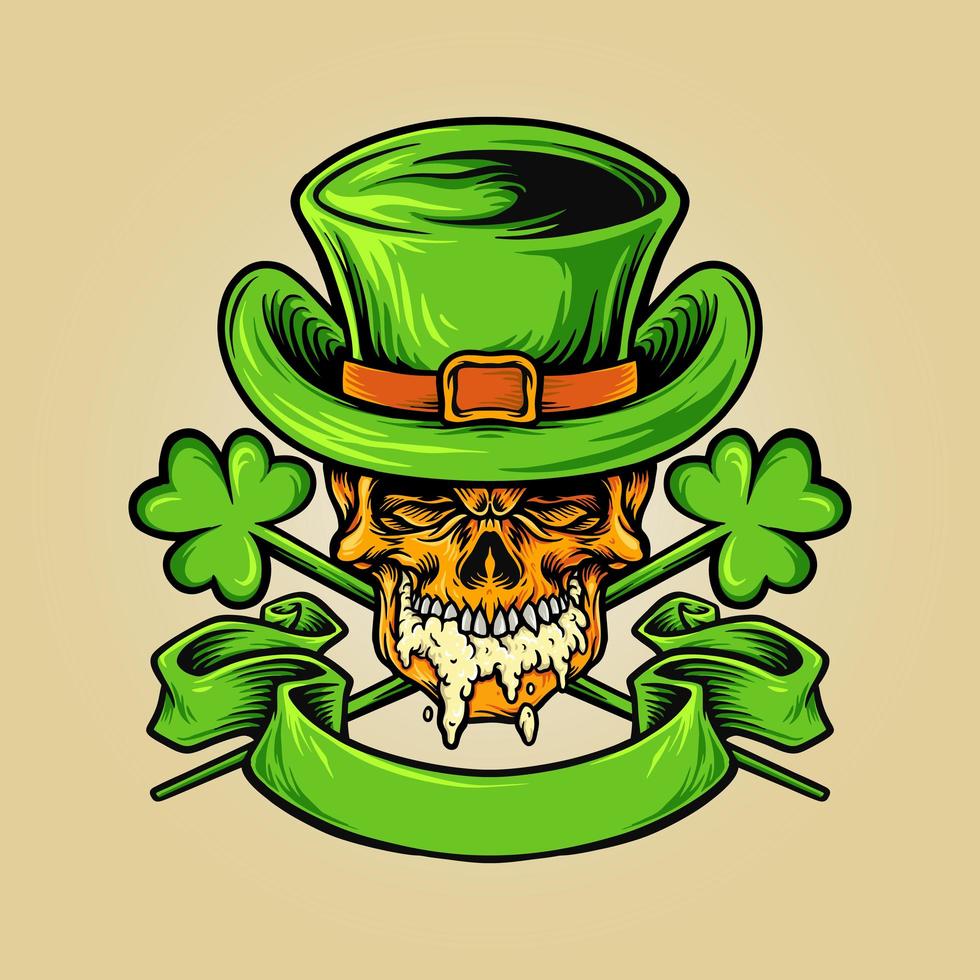 Skulll Mascot for St Patricks Beer Day vector