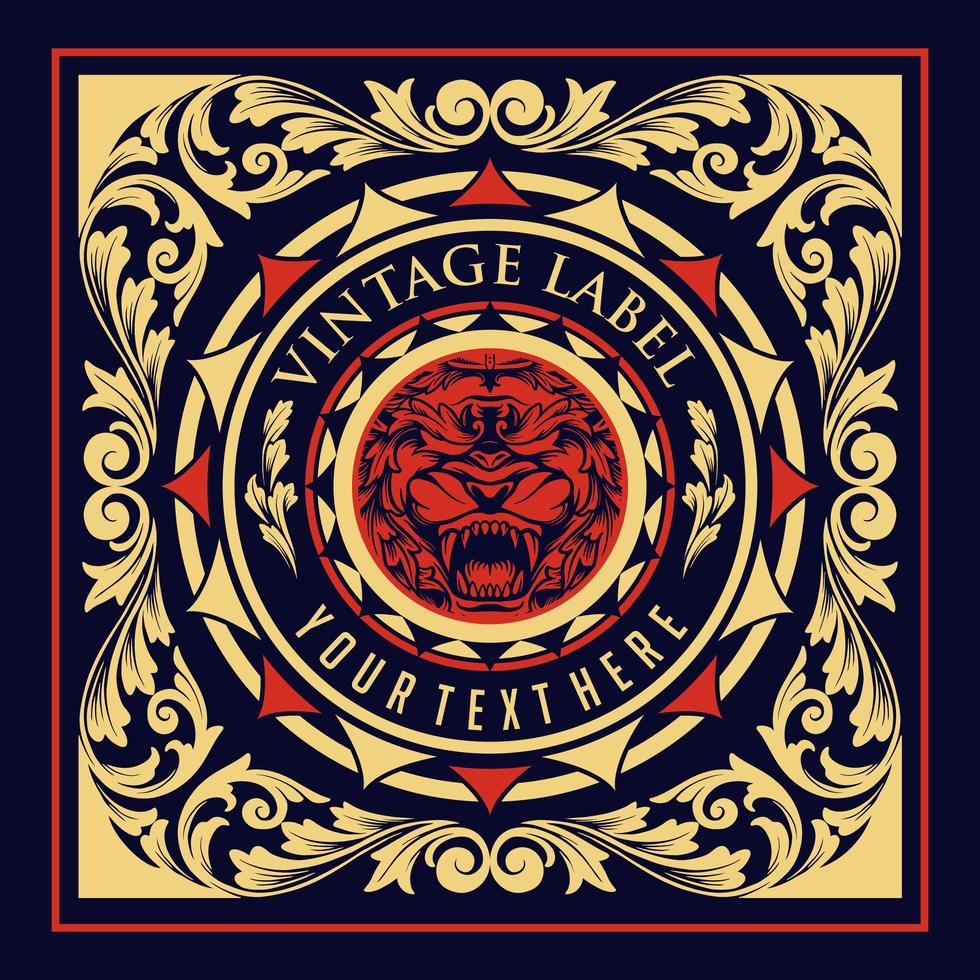Luxury vintage ornament label vector