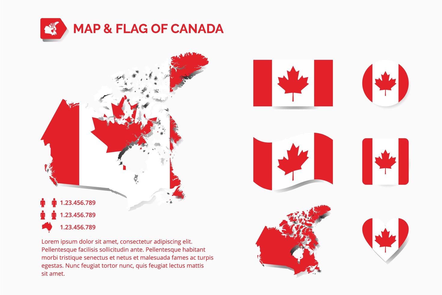 mapa y bandera de canadá vector