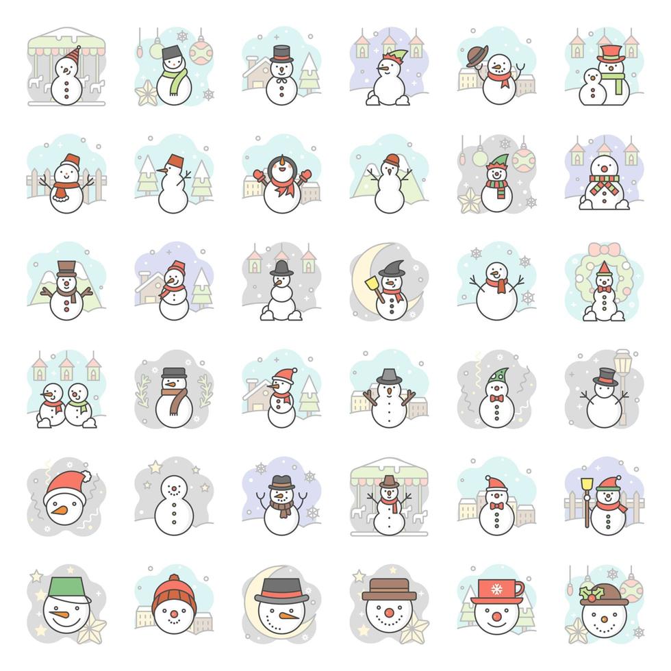 Snowman with background icon set, vector illustration