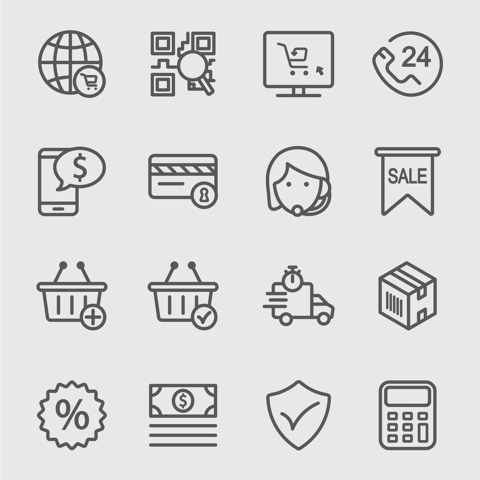 E-commerce line icons set vector