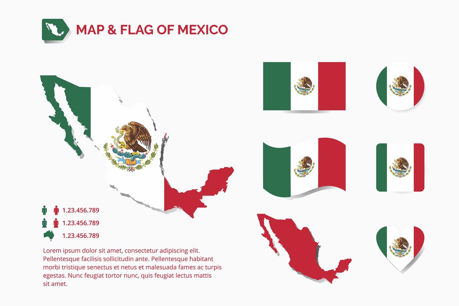 map and flag of mexico vector