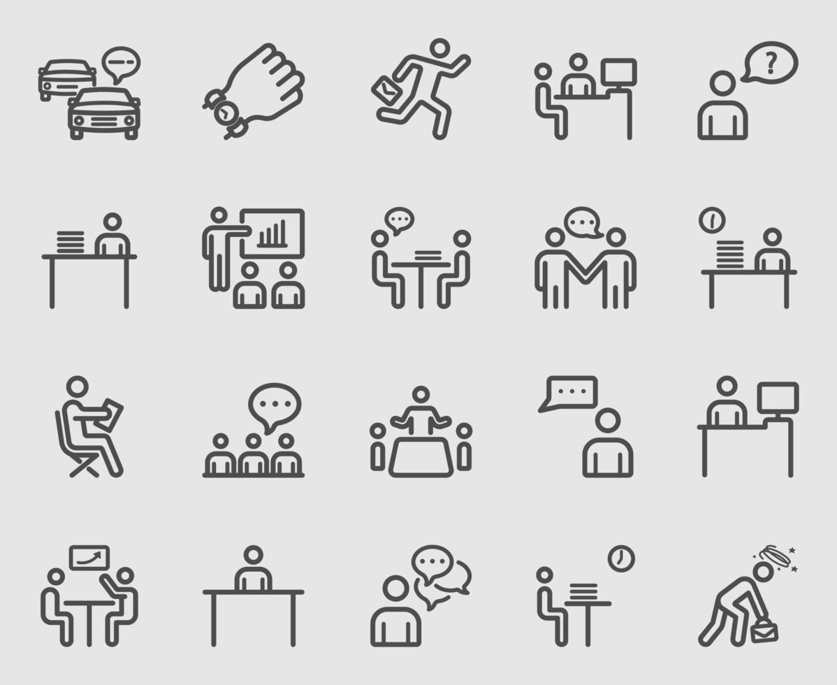 Every day in office line icons set vector