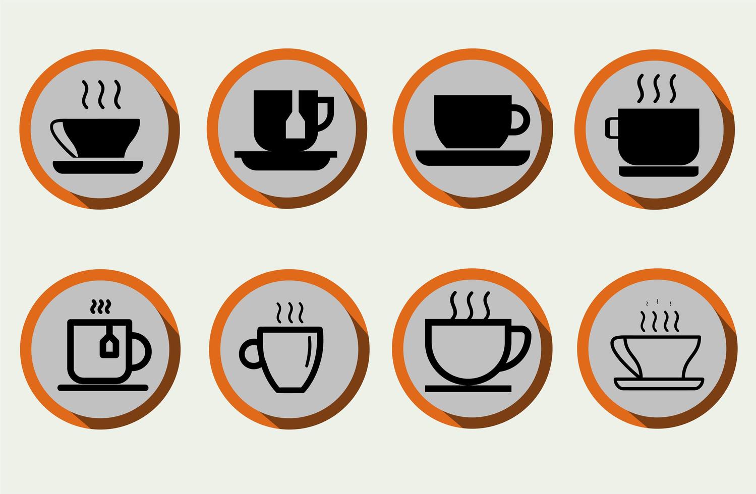 Set of coffee cup, tea cup, water cup in flat style vector