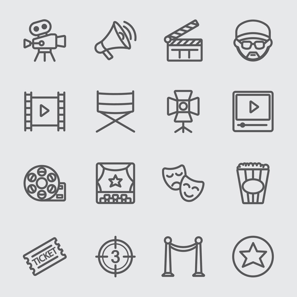 Film industry line icons set vector