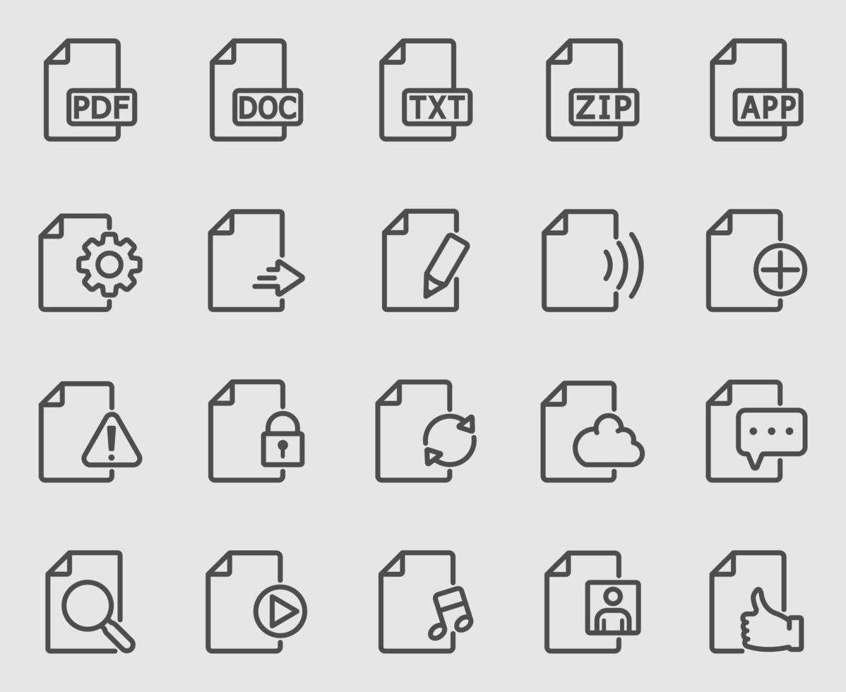 File and Document line icons set vector