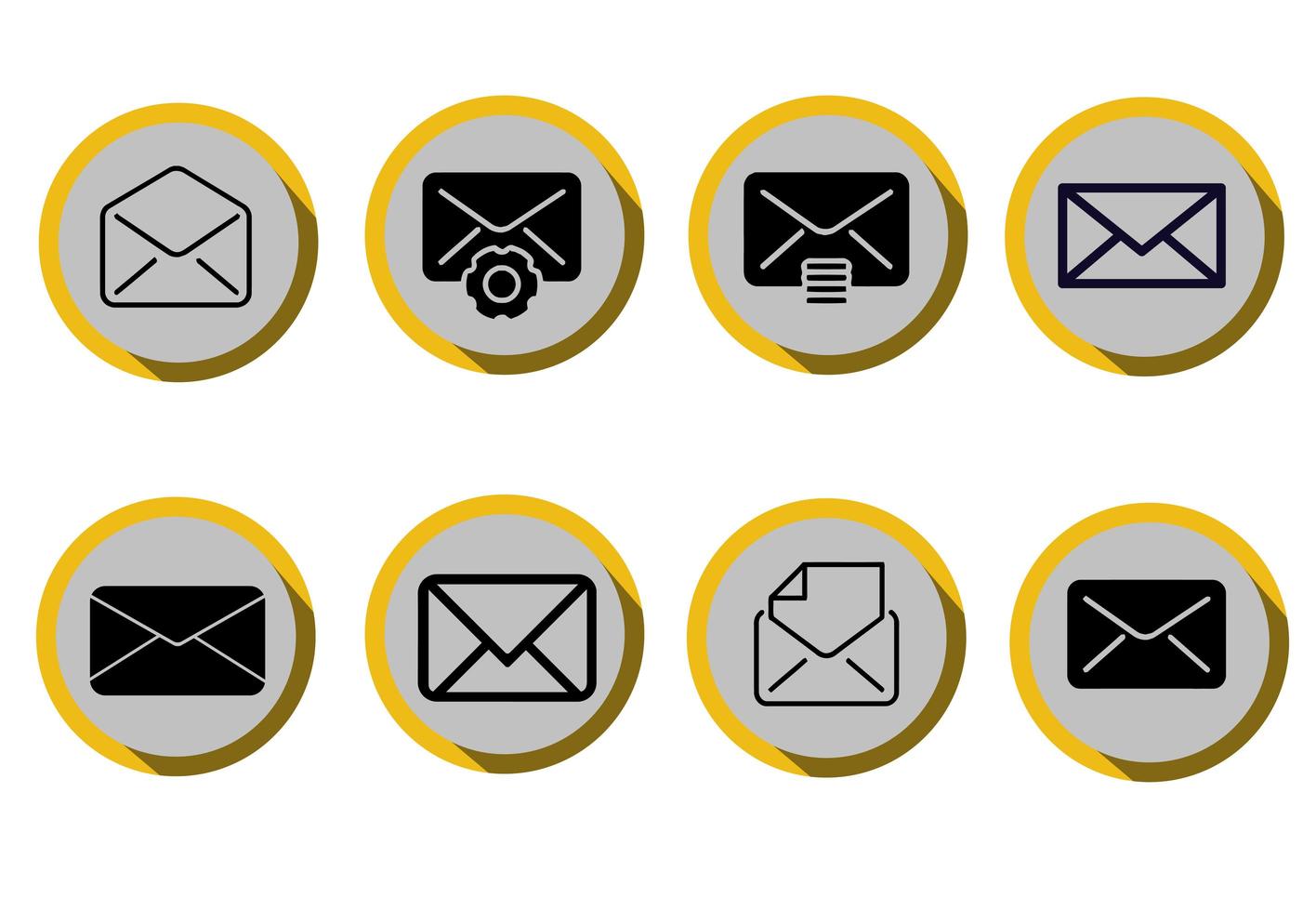 Set of mail icons in flat style vector