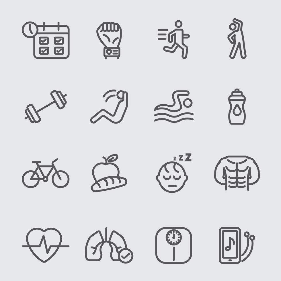 Exercise for Health line icons set vector