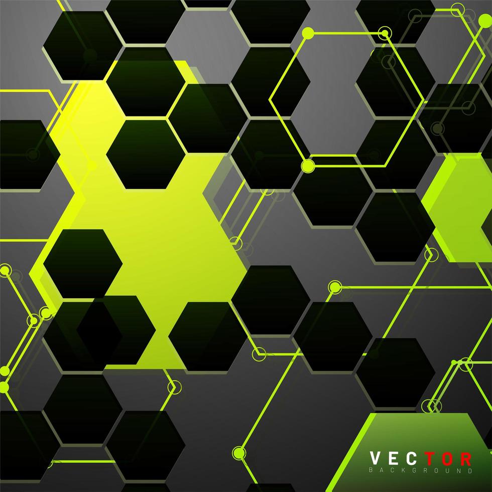 Abstract neon yellow and black geometric shape background vector