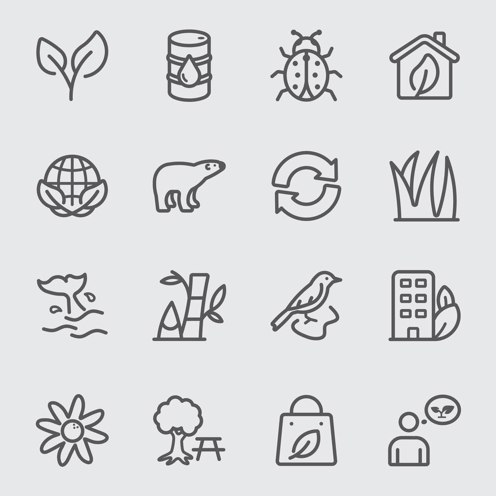 conjunto de iconos de línea ambiental vector