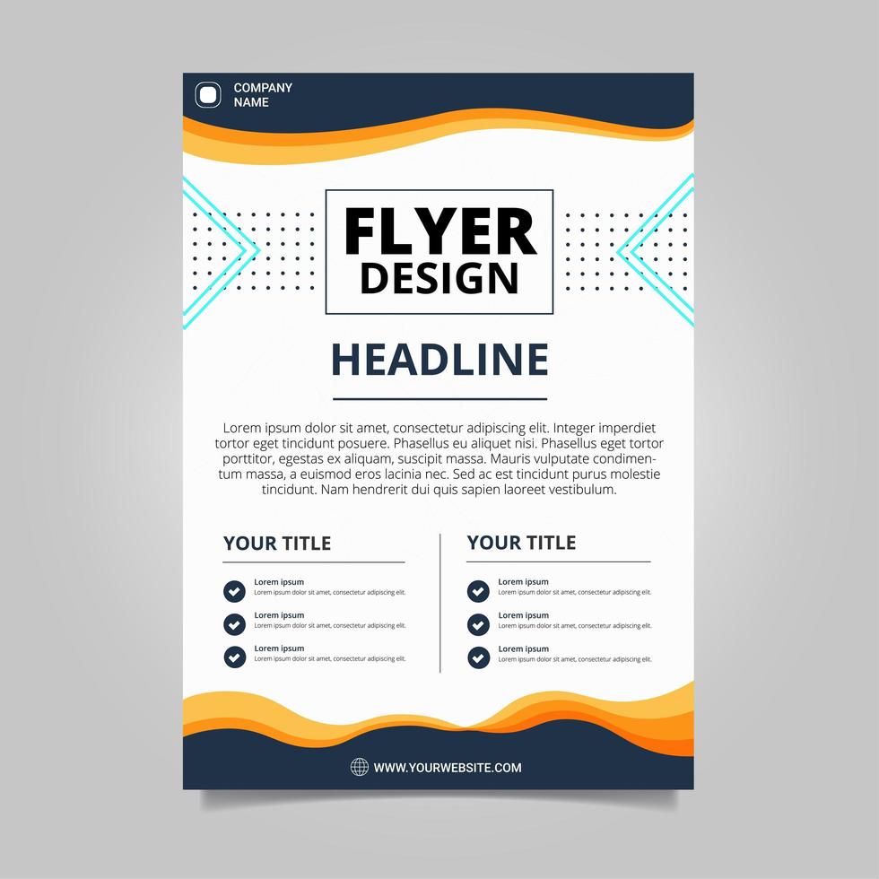 Blue and white wavy business flyer template vector