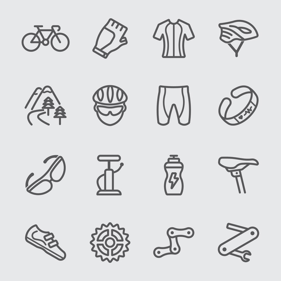 conjunto de iconos de línea de ciclismo vector