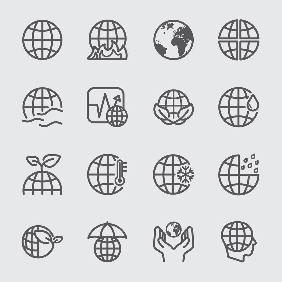 Earth concept line icons set vector