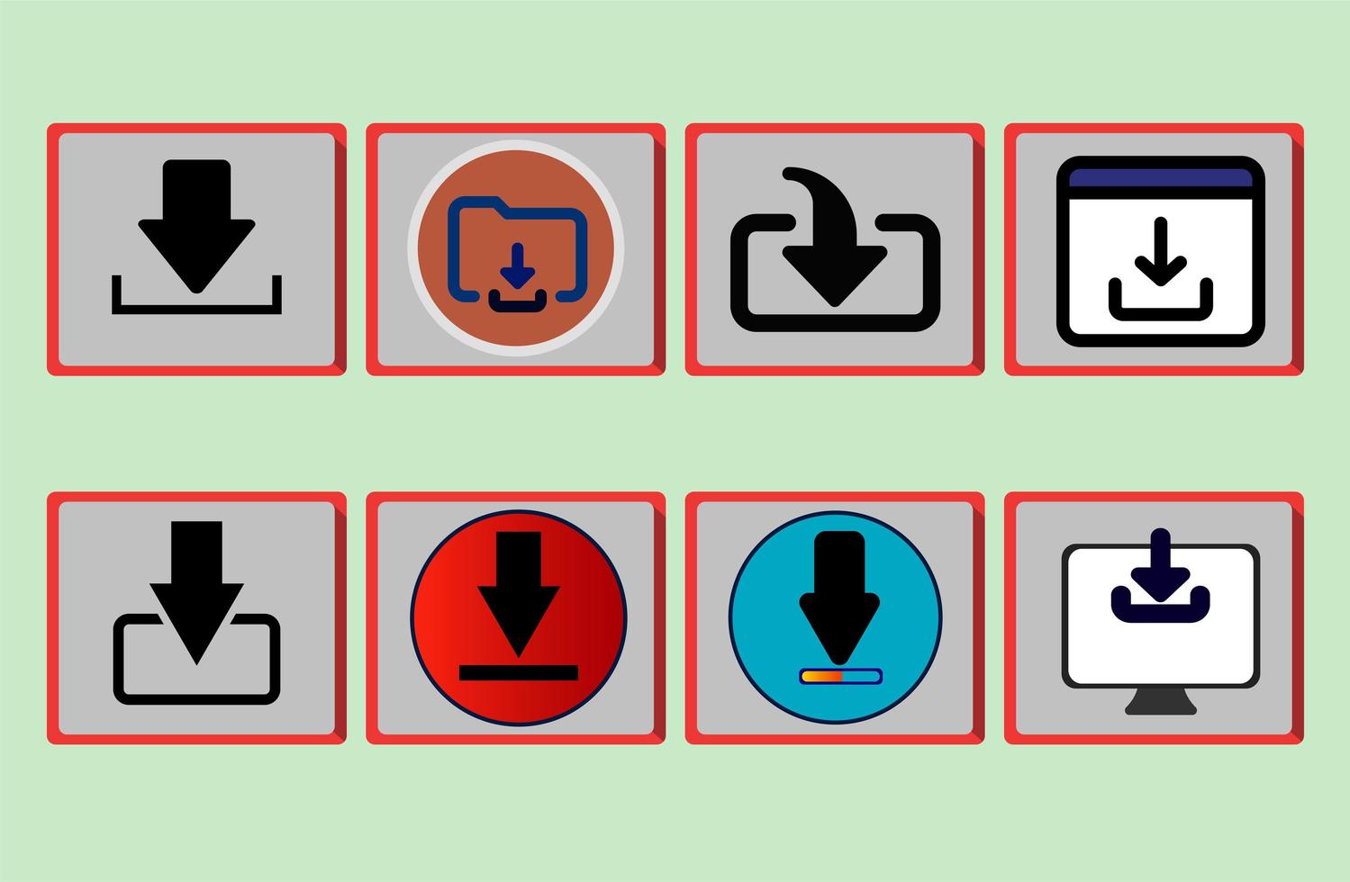 Set of Download icons in flat style vector