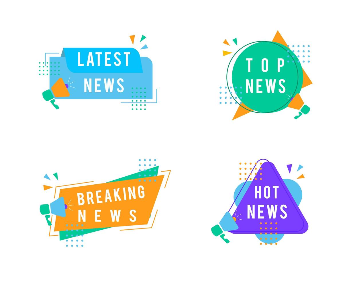 Colorful latest news banner collection vector