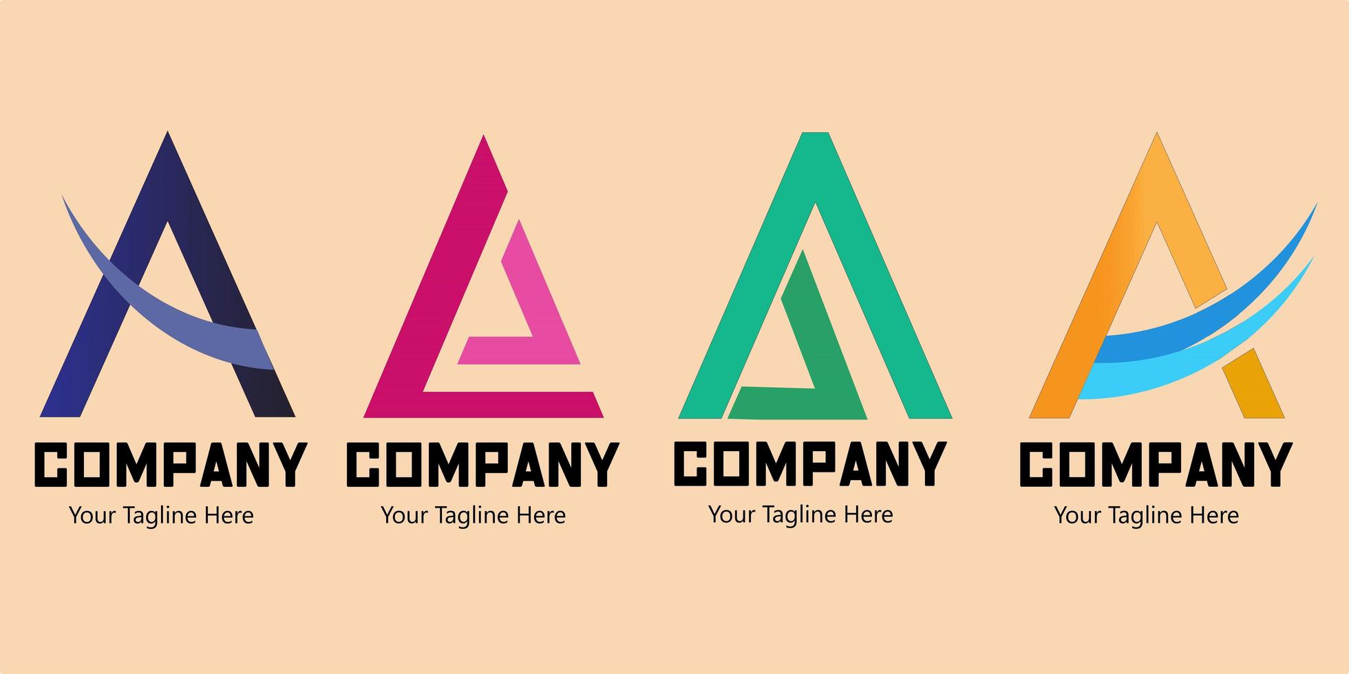 Set of the letter A logo, Colorful and Simple Letter A logo. vector