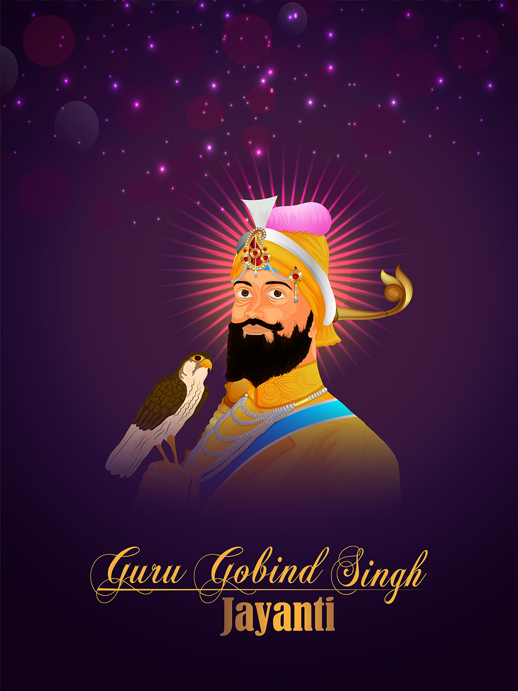 Happy guru gobind singh jayanti celebration background 1935246 Vector ...