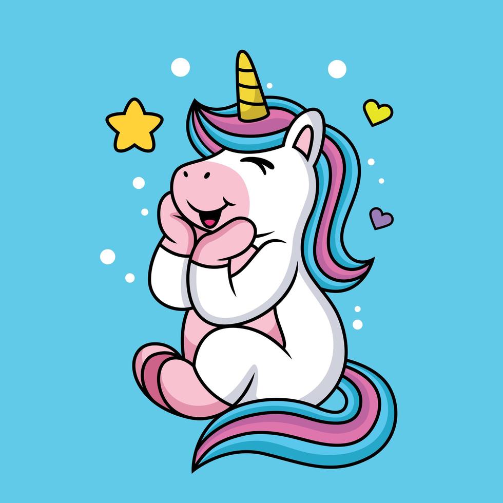 Expression of a cute cartoon unicorn being happy in love 1935277 Vector Art  at Vecteezy