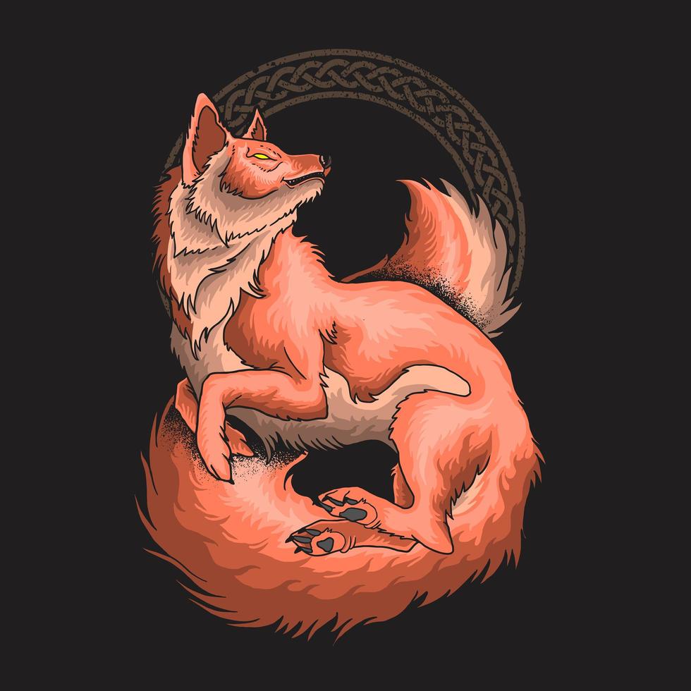 beautiful fox ornamental illustration vector