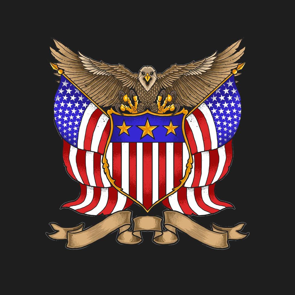 vector de ilustración de emblema de águila americana