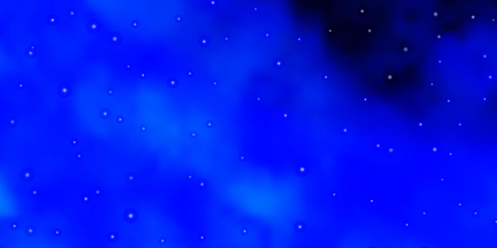 Dark BLUE vector background with colorful stars.