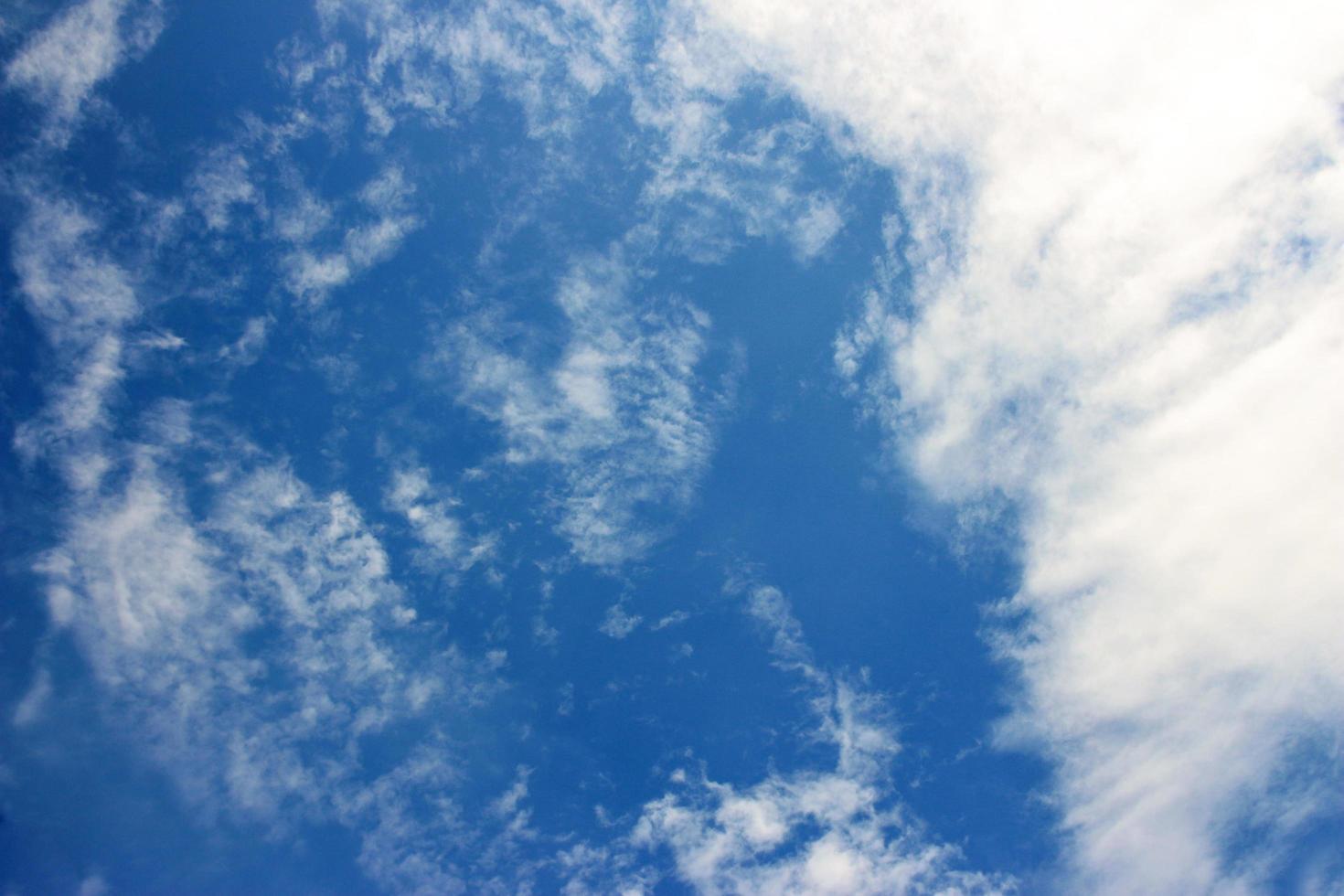 White clouds in a deep blue sky photo