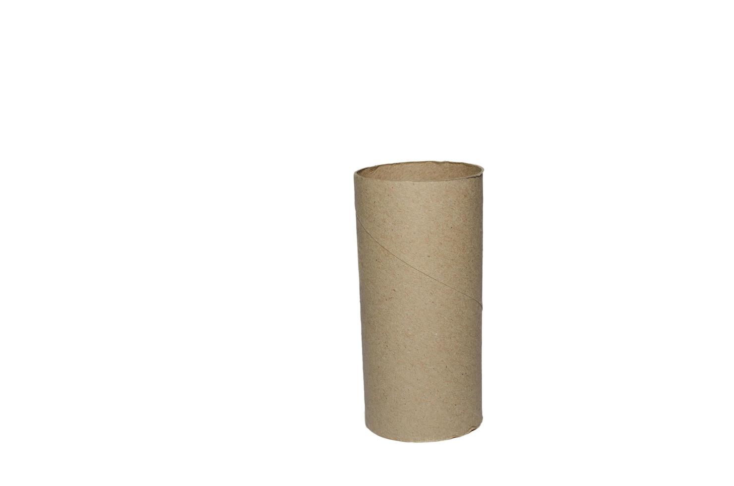 Toilet paper cardboard roll on white background photo