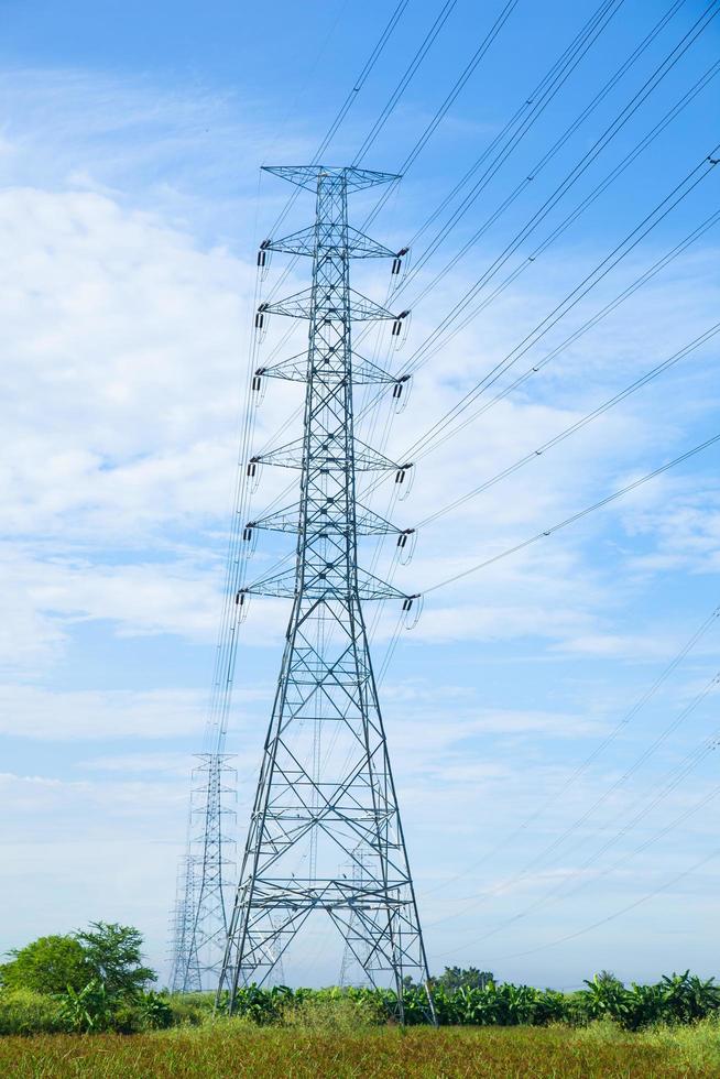High voltage towers in Thailand photo
