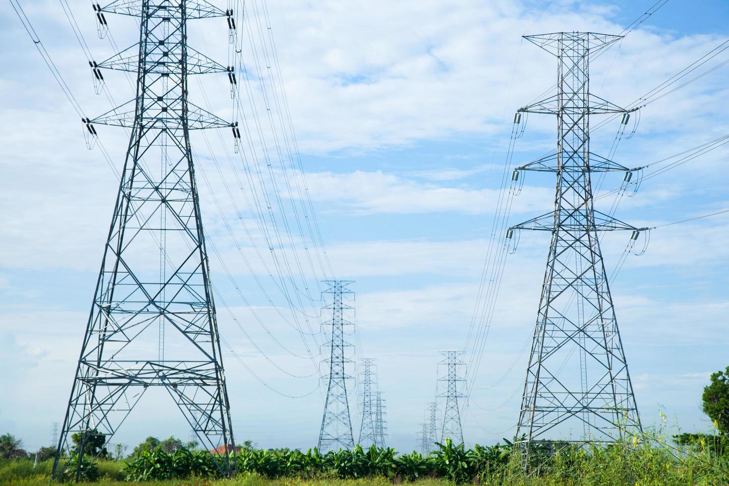 High voltage towers in Thailand photo