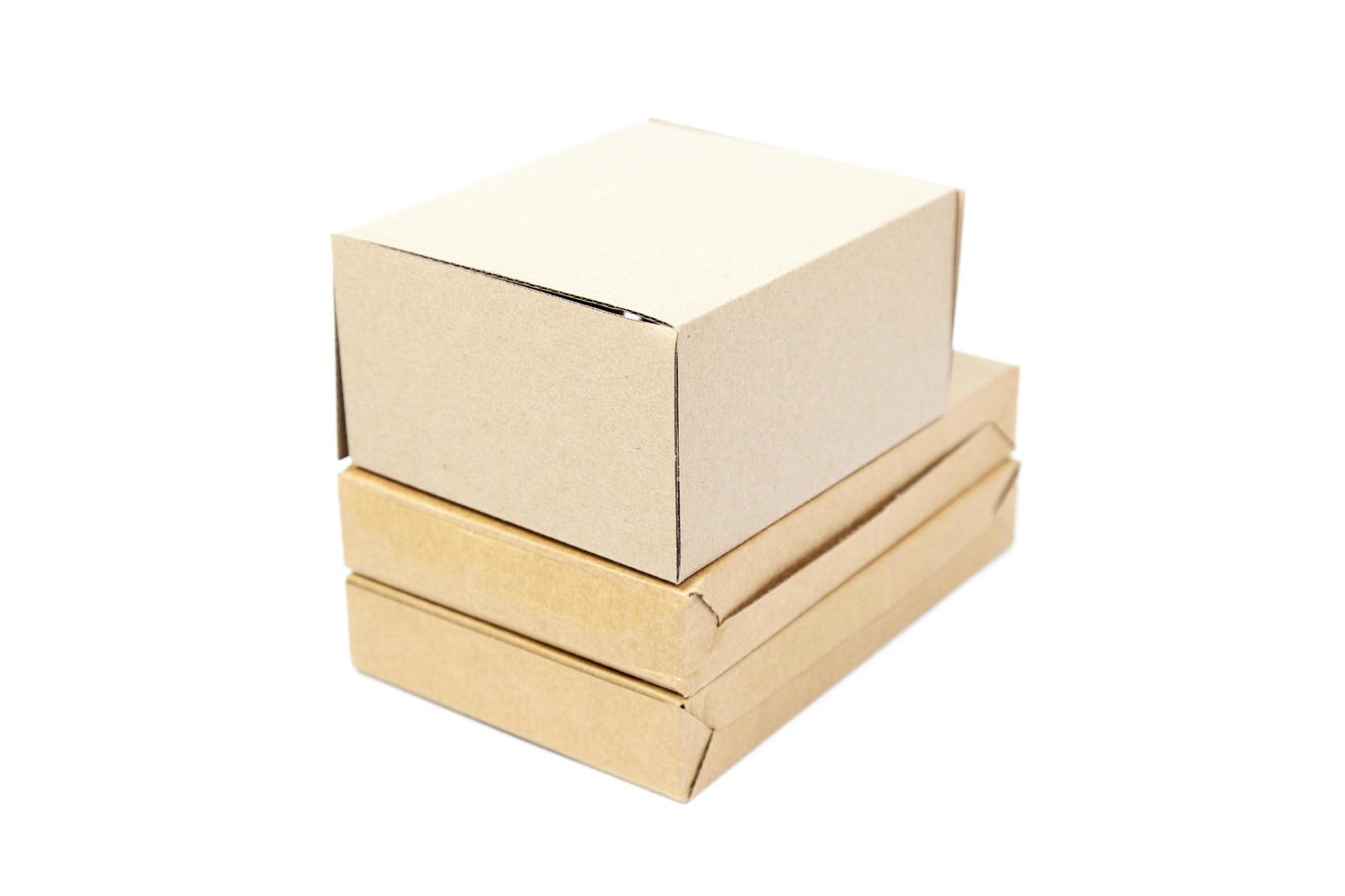 Brown boxes paper on a white background photo