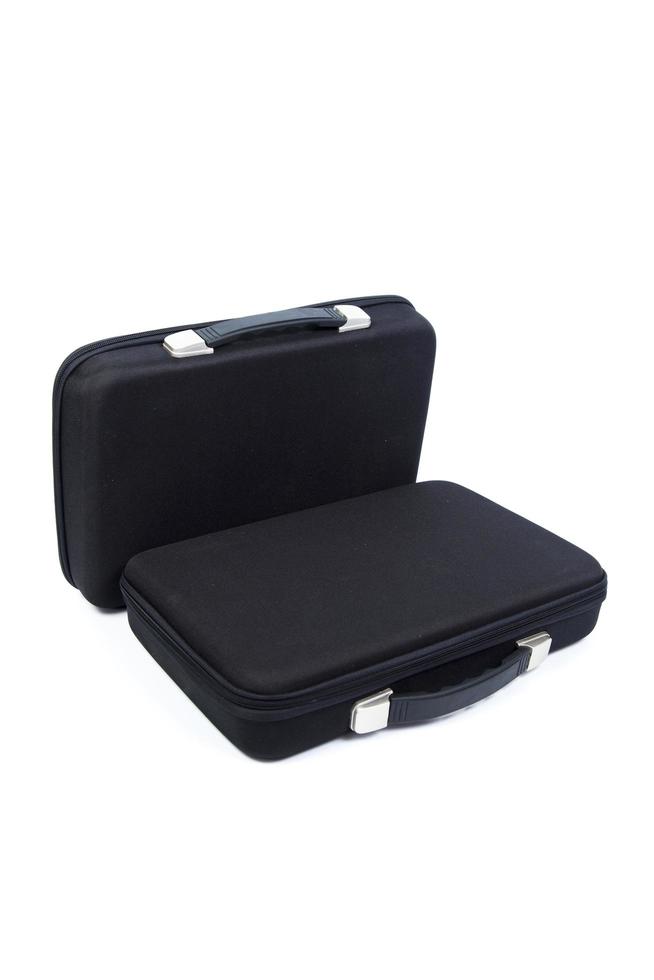 Two black briefcases on white background photo