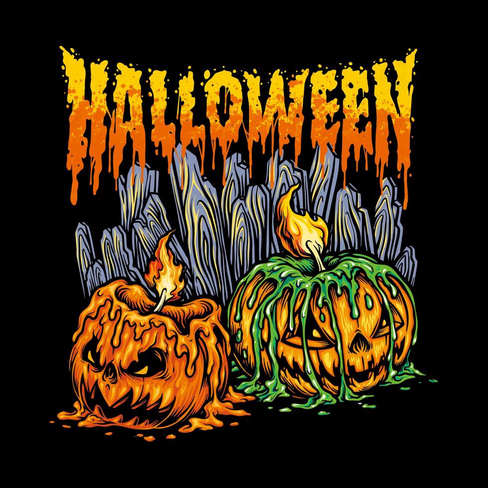 Spooky Halloween Scary Pumpkin with Candle light