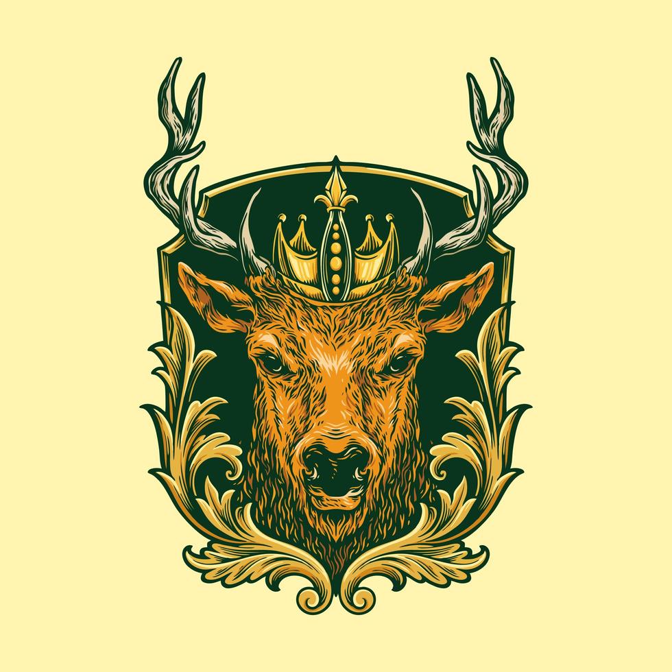 King Deer Head Badge vector