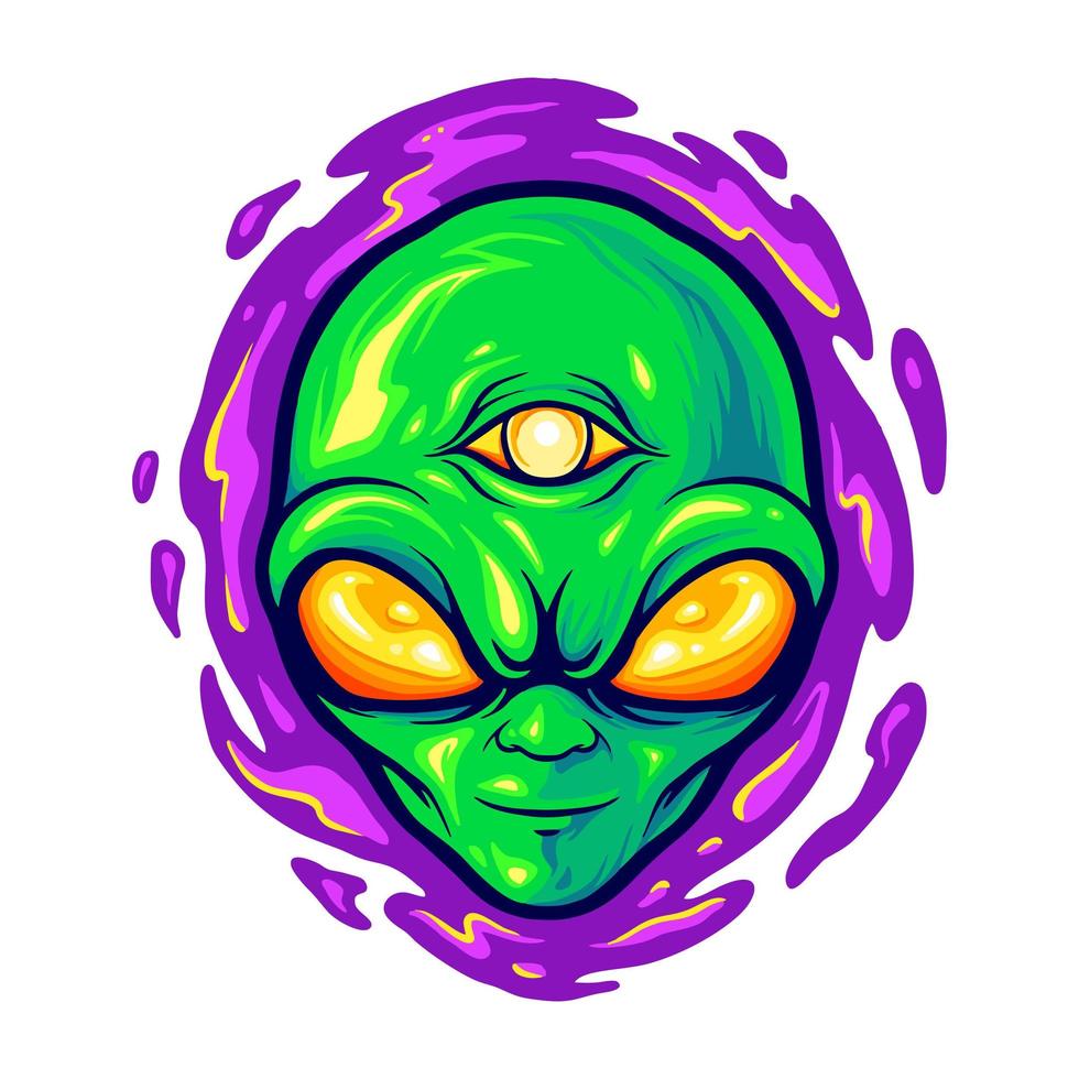 ilustración de monstruo de mascota de cabeza alienígena vector