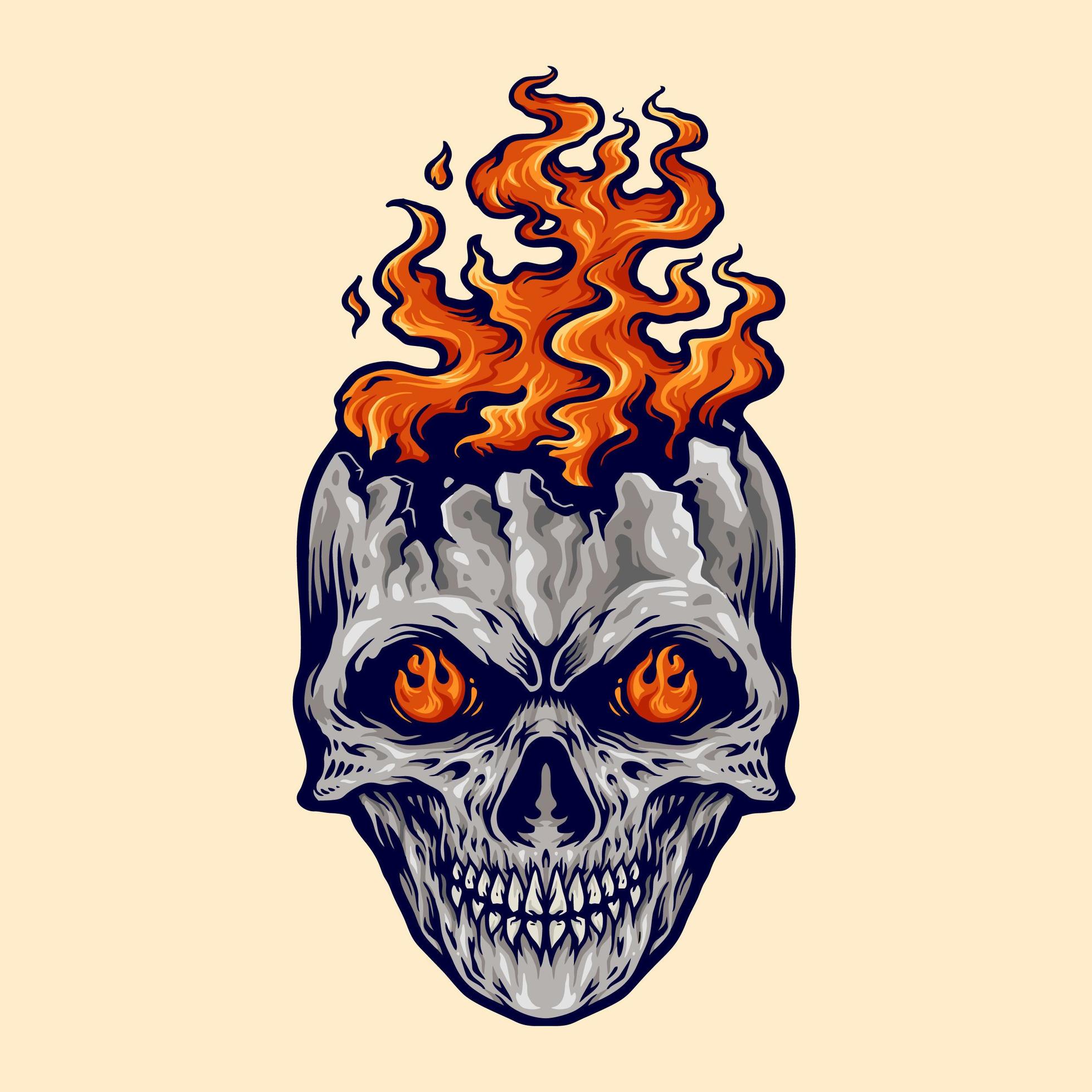 Angry Skull Flame Fire Illustration 1935990 Vector Art at Vecteezy