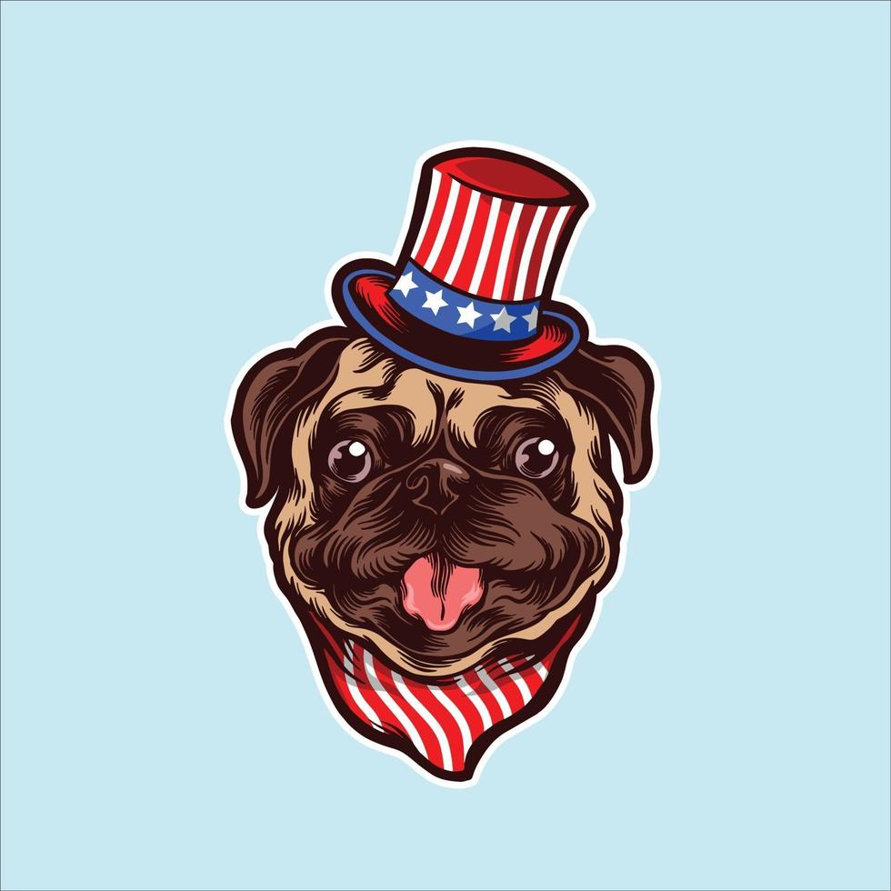 Caballero bulldog americano con sombrero vector