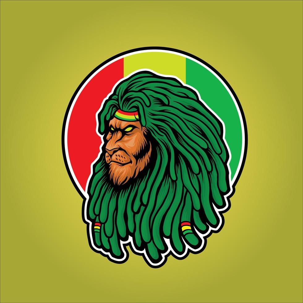 cabeza de león con rastas mascota rasta vector