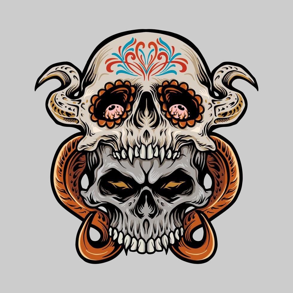 two sugar skullillustration vector