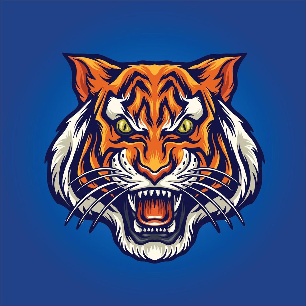 mascota de esport de cabeza de tigre enojado vector