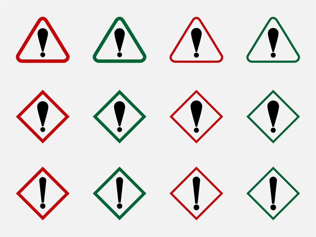 Attention Danger or Hazard Warning Sign with Exclamation Mark and triangle Shaped Frame. vector