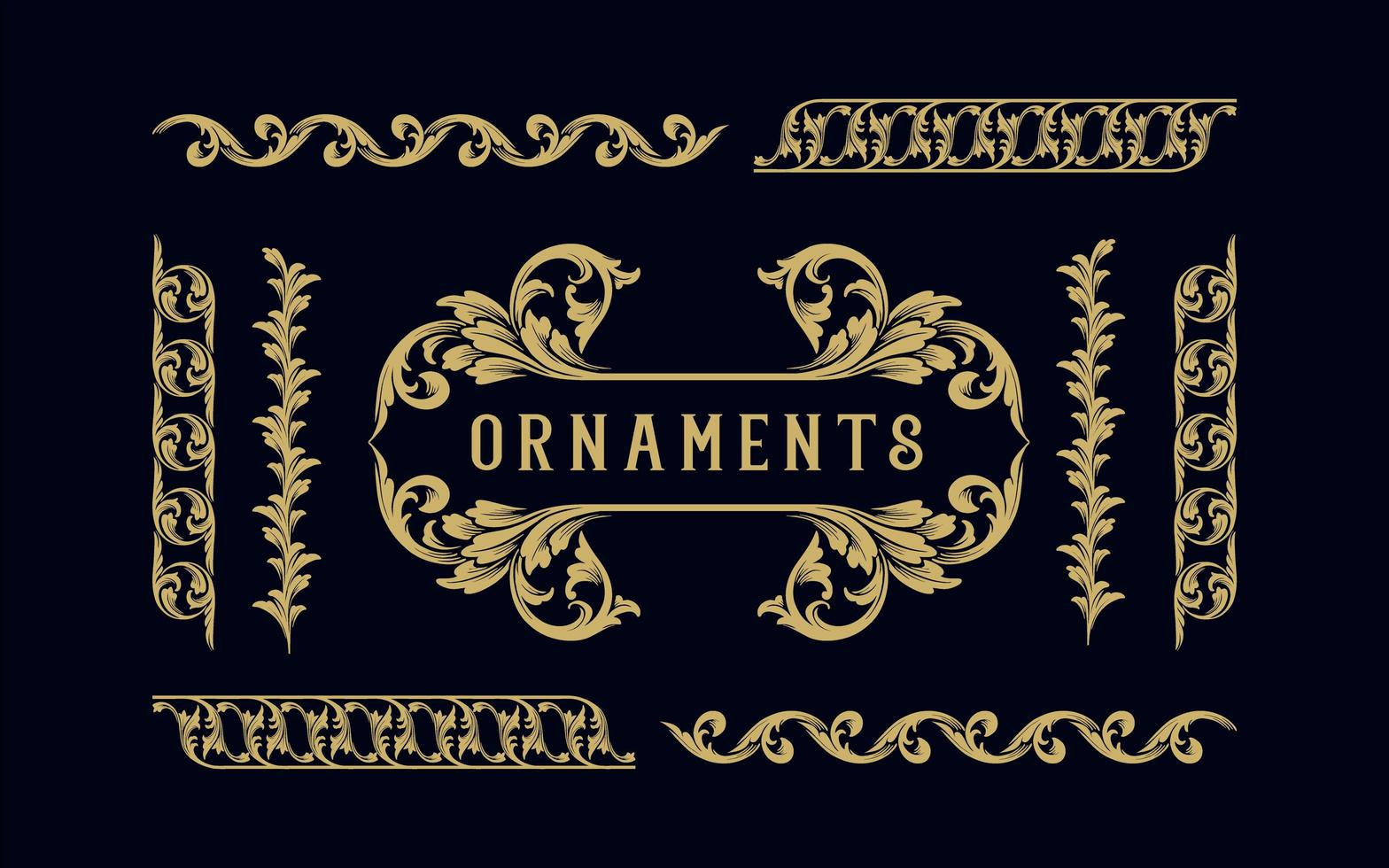 Collection of gold label and Frame ornaments vector