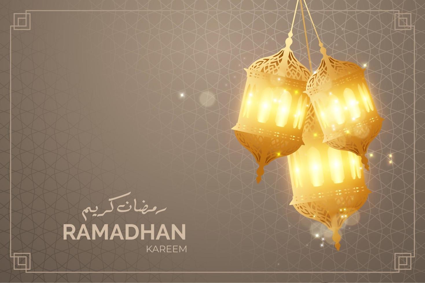 Ramadhan kareem realistic background with lamp vector