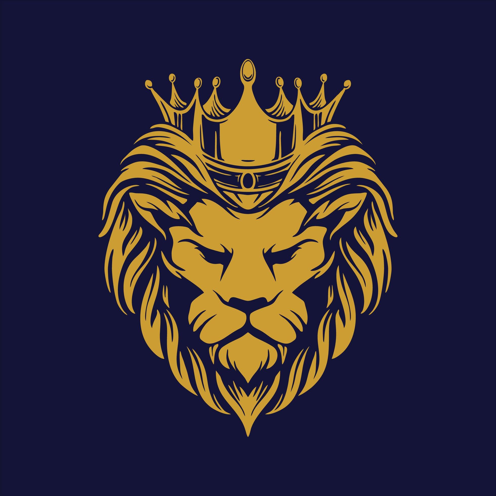 Gold Lion Head With Crown 1936125 Vector Art At Vecteezy