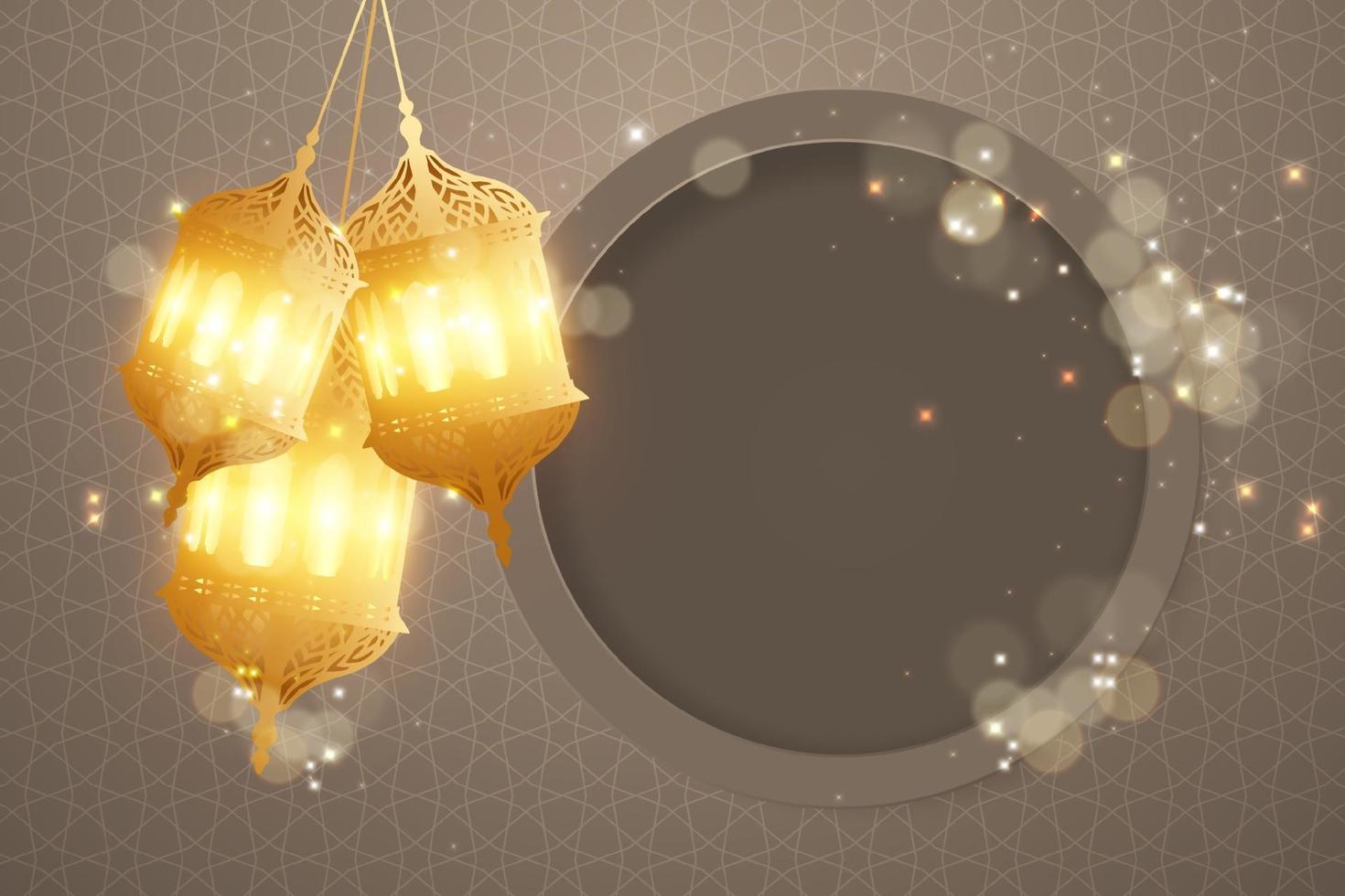 Realistic islamic background with lantern vector