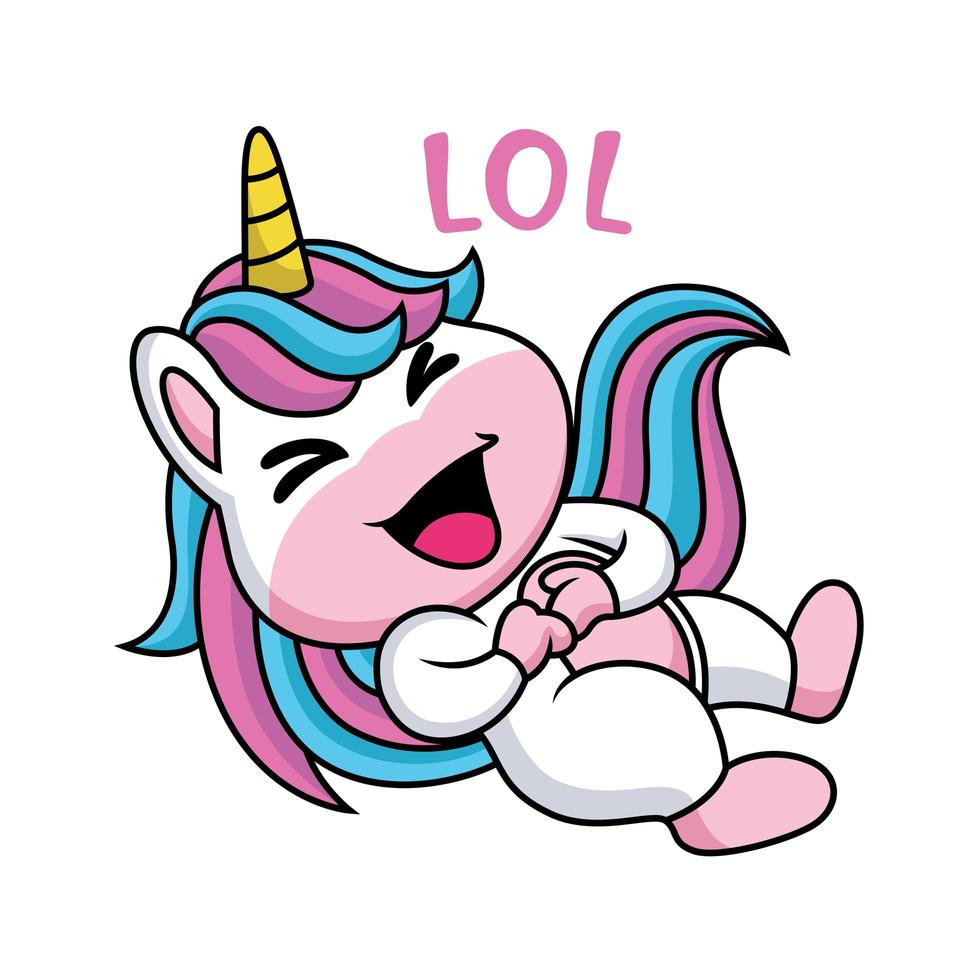 Cute Unicorn Cartoon Laughing vector