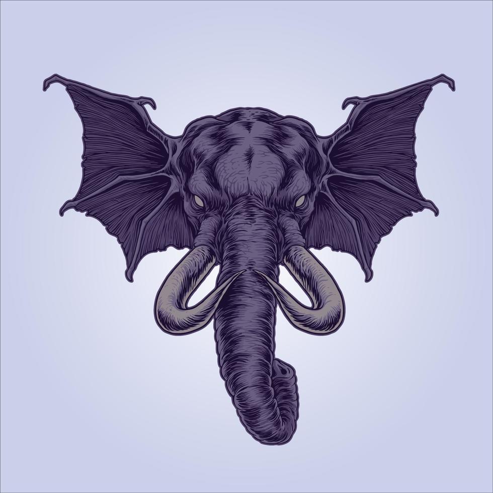 ilustración de elefante alado mítico vector