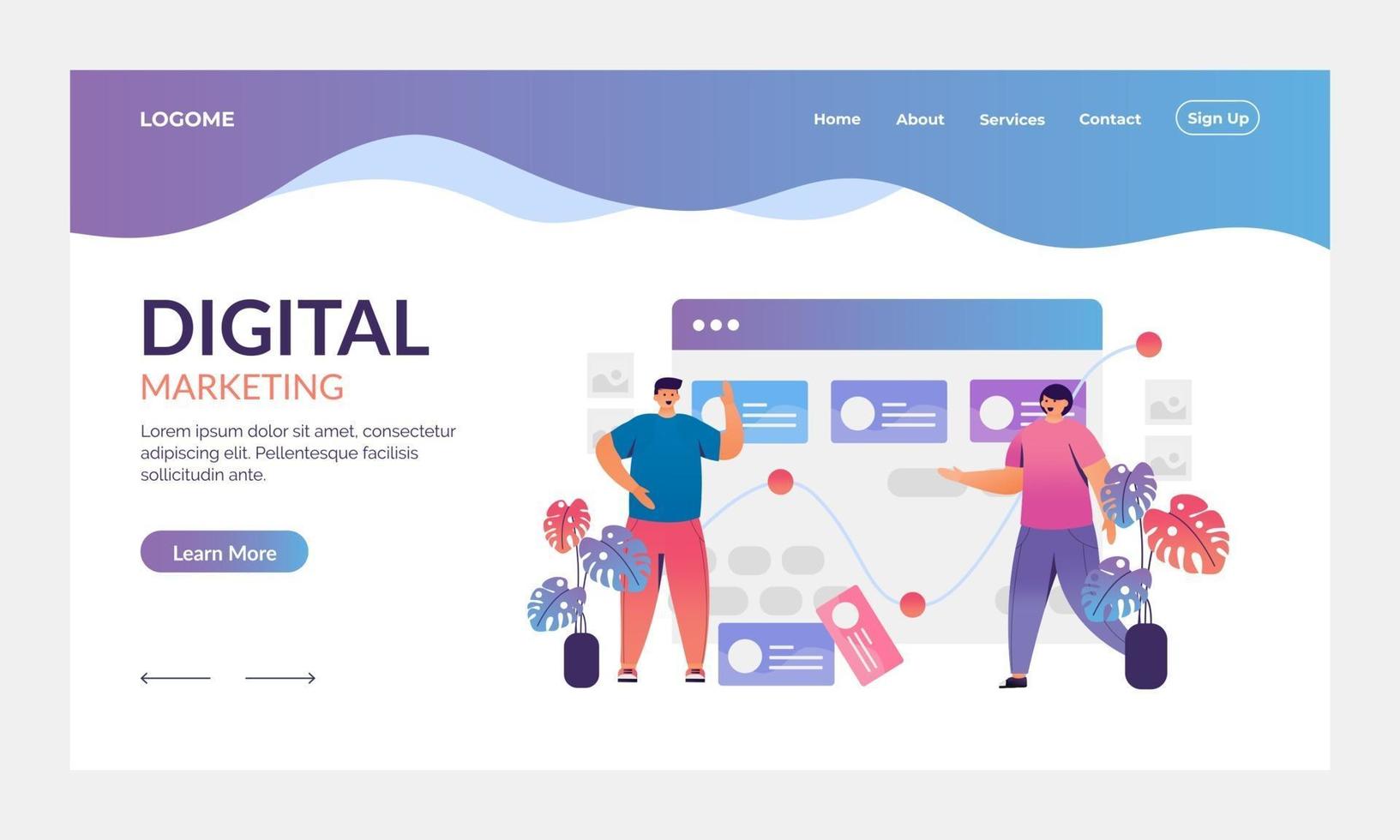 Digital marketing landing page vector