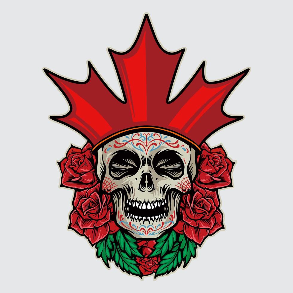 calavera de azúcar dia de los muertos canadá ilustración vector