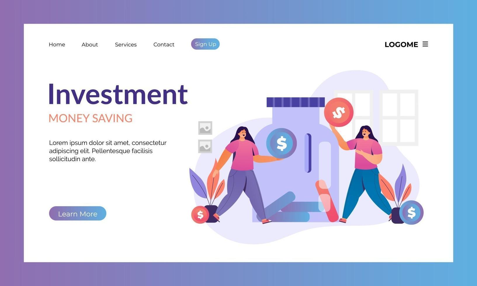 investment landing page vector