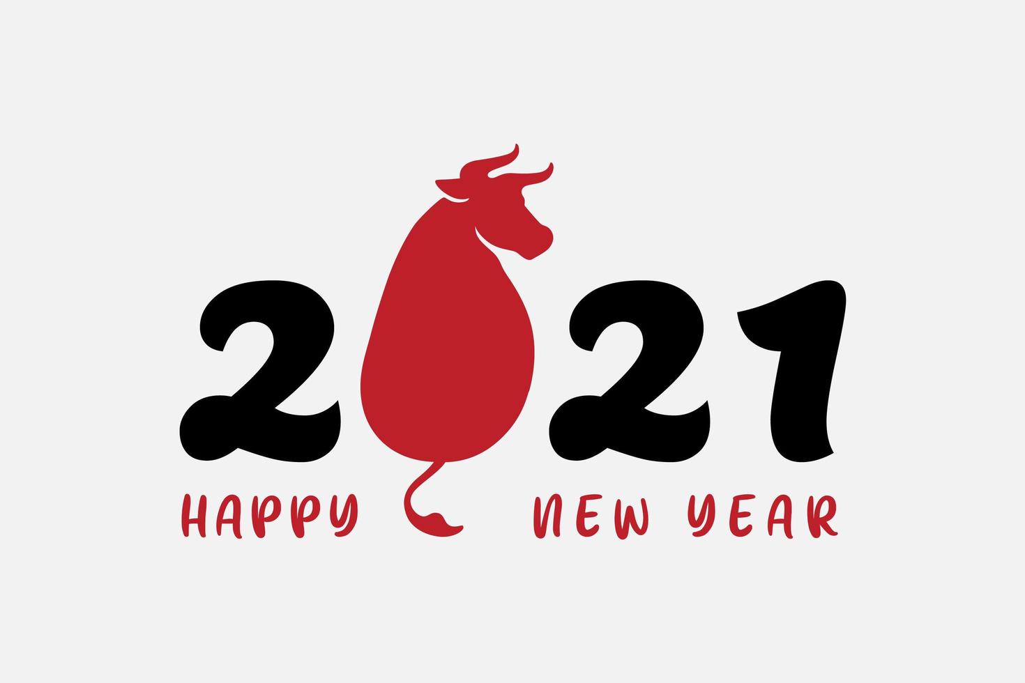 Chinese zodiac symbol of new 2021 year painted in chinese style. Holiday vector illustration. Isolated on white background.